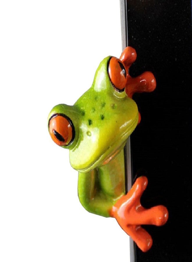 WEALTHCOMING 3D Creative Green Frog Figurines, Funny & Cute Frog Statue Gifts for Friends (Computer Decorations 2pcs) - Image 2